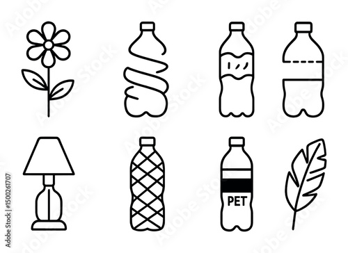 Environment and recycling outline icons set – line, eco, sustainable development symbols