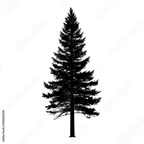Silhouette of a tall evergreen tree