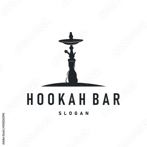retro vintage design shisha bar concept logo hookah smoke pipe template hookah simple black silhouette