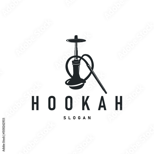 retro vintage design shisha bar concept logo hookah smoke pipe template hookah simple black silhouette