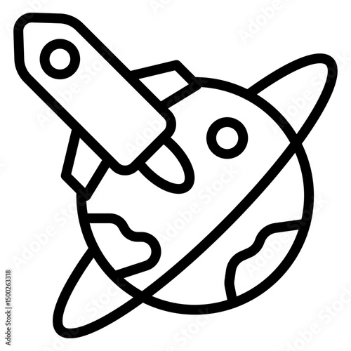 AI in Space Exploration Vector Line Icon Design