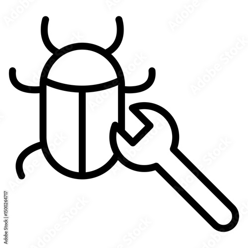 Bug Fixing Vector Line Icon Design