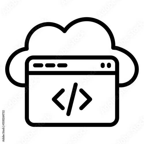 Cloud Code Editor Vector Line Icon Design