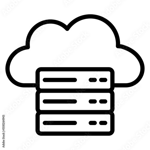 Cloud Hosting Service Vector Line Icon Design