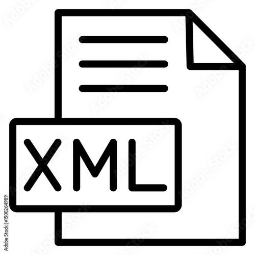 XML Data Format Vector Line Icon Design