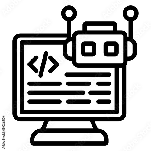 AI-Powered Chatbot Development Vector Line Icon Design