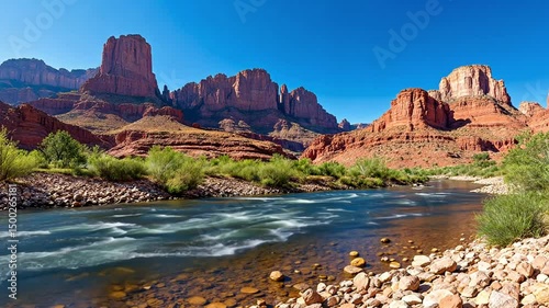 Red rock canyon river view