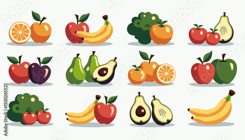 Colorful illustration of various fruits and vegetables, showcasing a healthy and vibrant lifestyle