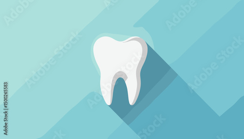 Minimalistic illustration of a white tooth on a gradient background, symbolizing dental health and hygiene
