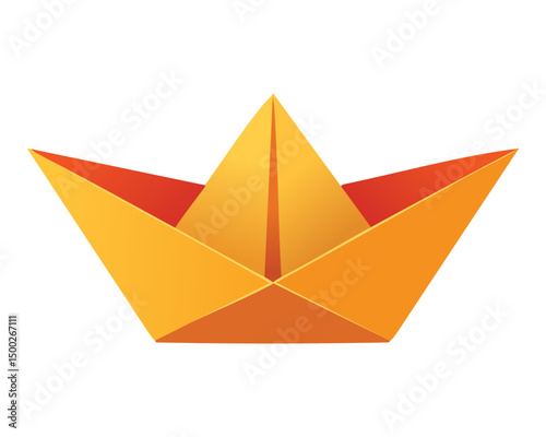 orange origami boat paper craft