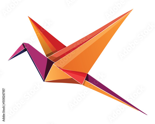 orange yellow origami bird flying