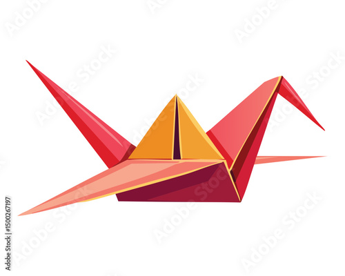 orange yellow origami crane art