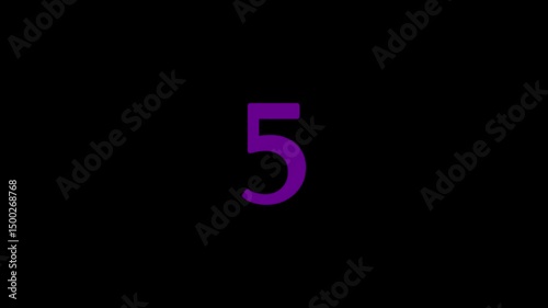 Simple 10 to 0 seconds Countdown 2D animation ten to zero running numbers. Minimal countdown timer with transparent background chroma key High quality 4K video.