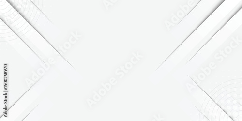 White geometric abstract background overlap layer on bright space with lines effect decoration. Modern graphic design element circles style concept for