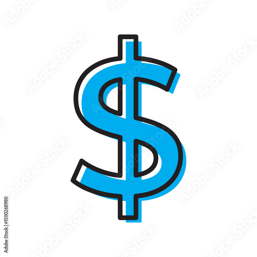 Black dollar sign icon. Vector
