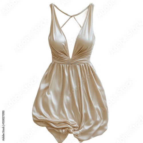 Shop elegant satin mini dress deep v neck sleeveless criss cross back dress on transparent background