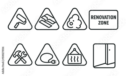 Renovation and home improvement icons set - outline, linear, construction symbols