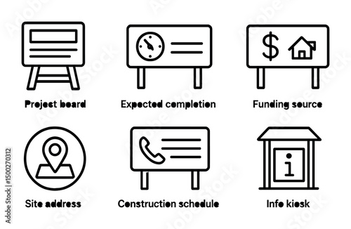 Construction and architecture line icons set – outline, building, project symbols