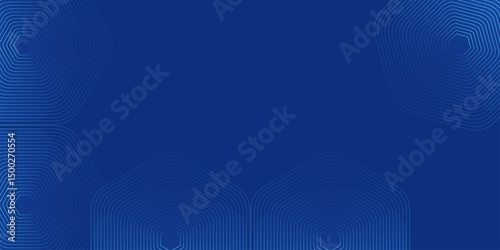 Modern abstract blue background with glowing geometric lines. Blue gradient hexagon shape design. Futuristic technology concept.