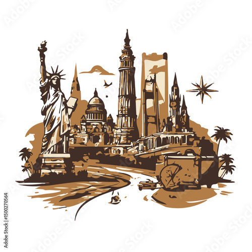 USA Travel illustrative and vintage 