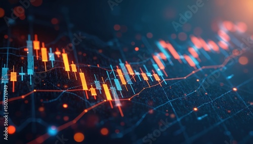 Wallpaper Mural Abstract financial candle stick graph chart showcases stock market investment trading. Digital finance diagram shows economy growth, investment, banking, market analysis. Business success concept. Torontodigital.ca