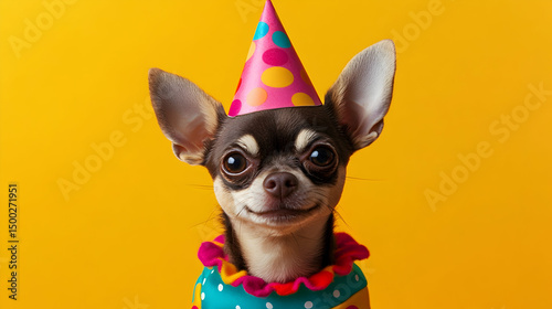 Chihuahua puppy in a vibrant brig  4BA14 photo