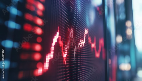 Wallpaper Mural Red and blue stock market data on a large LED display Torontodigital.ca