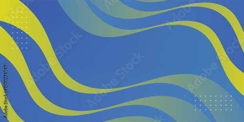 Modern minimalist blue and yellow background with halftone ornament.