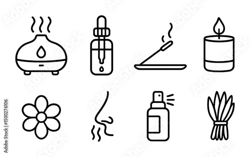 Aromatherapy and wellness line icons set – linear, outline, spa and relaxation symbols