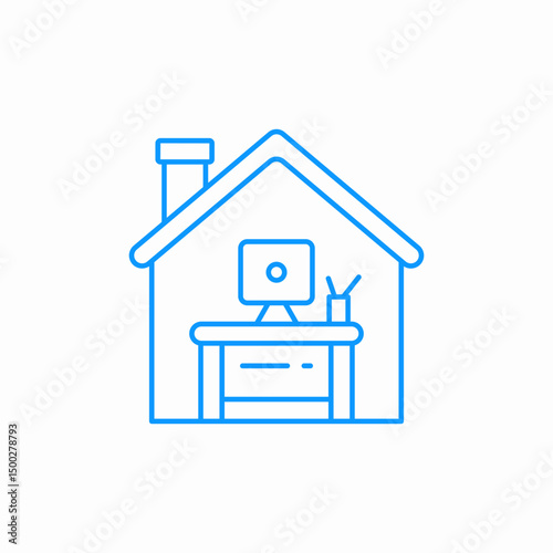 home office workspace icon sign vector