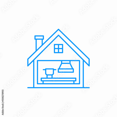house kitchen interior icon sign vector