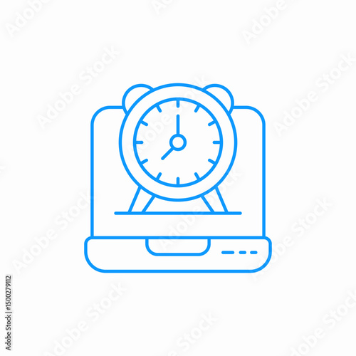 laptop alarm clock icon sign vector