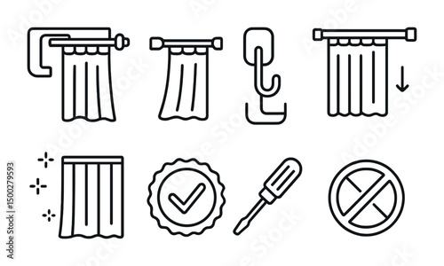 Bathroom accessories line icons set – outline, linear, shower and home decor symbols
