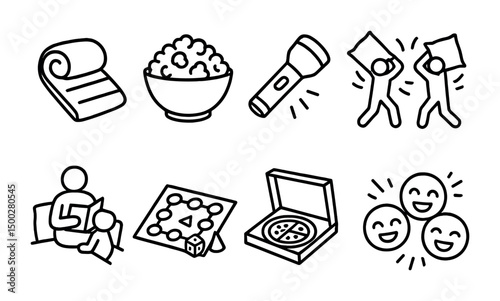 Home leisure line icons set – relaxing, casual, everyday symbols