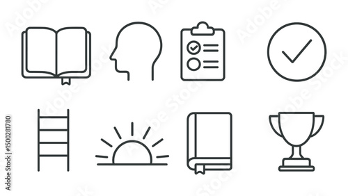 Education and learning icons set – outline, line, academic and study symbols