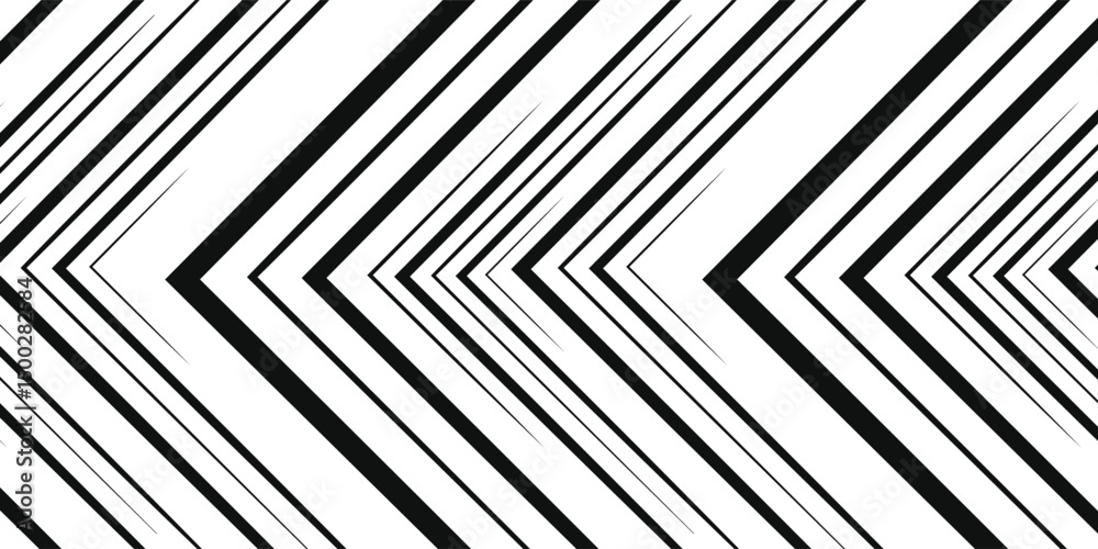 Vector arrow with transition from black to white. Striped vector pattern of black lines in retro style. Pointer.