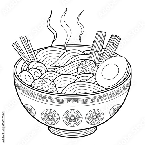 Udon noodles coloring page line art