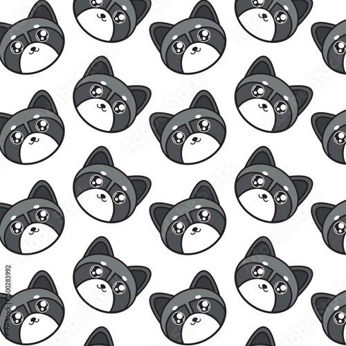 Raccoon face pattern art. Vector