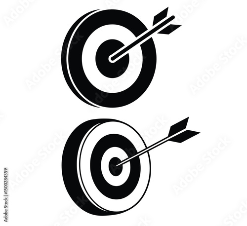 Target with arrow icon set - Bullseye goal achievement symbols for business success and objective targeting design