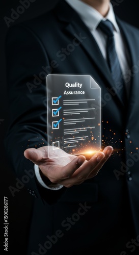 Elegant presentation of a stylized quality assurance document with checklist items
