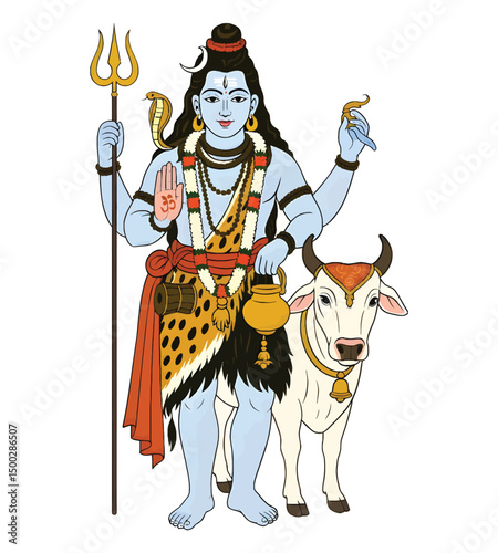 Divine Illustration of Lord Shiva with Nandi