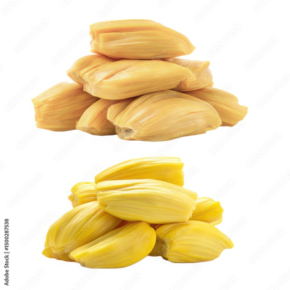 Two jackfruit piles arrangement on white background Two jackfruit piles arrangement on white background