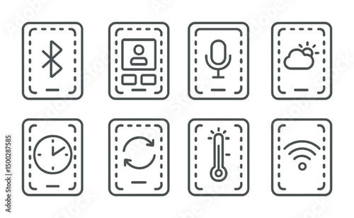 Technology line icons set – devices, connection, communication symbols