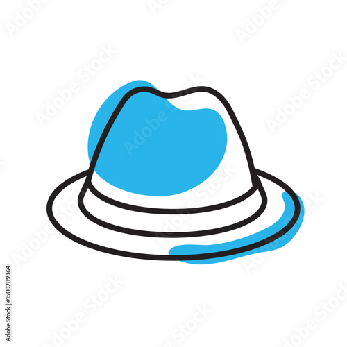 Blue fedora hat icon. Vector