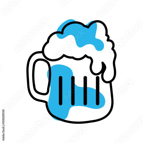 Beer mug with foam. Vector