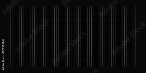 Futuristic perspective grid box. Abstract wireframe with white grid line on black background. Virtual reality landscape in 80s 90s digital style. Vector