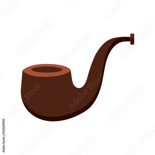 Brown smoking pipe. Vector
