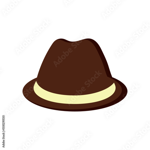 Brown fedora hat icon. Vector