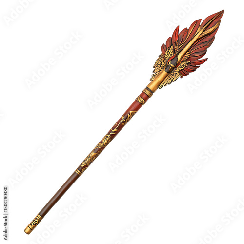 A Lacquered Arrow with Chinese Phoenix Motifs Imper Isolated on Transparent Background