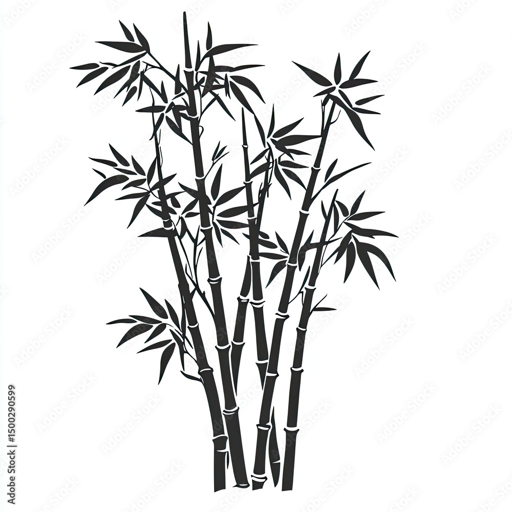 Obraz premium Silhouette of several bamboo stalks with leaves